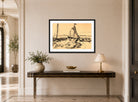 Hermann Max Pechstein Print, Kurenkähne und Beiboot (1911) displayed above a console table