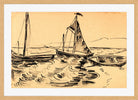 Hermann Max Pechstein Print, Kurenkähne und Beiboot (1911) in a light oak frame