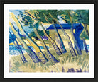 Hermann Max Pechstein Print, Lakeshore with Trees and Houses (1931) in a black frame
