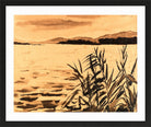 Hermann Max Pechstein Print, Landscape with reeds (1924) in a black frame