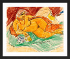 Hermann Max Pechstein Print, Liegender weiblicher Akt (1918) in a black frame