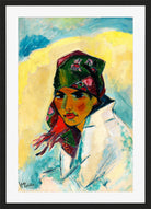 Hermann Max Pechstein Print, Lotte with Headscarf (1919) in a black frame