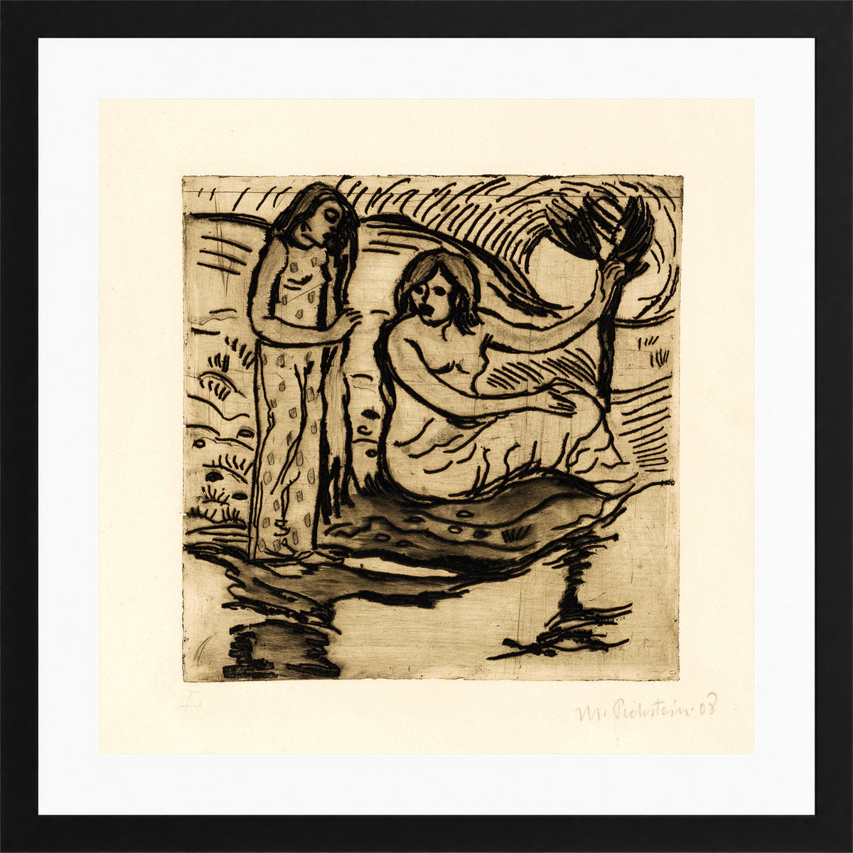 Hermann Max Pechstein Print, Morgen (1908) in a black frame