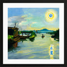 Hermann Max Pechstein Print, Morning at Lake Garda (1929) in a black frame
