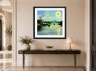 Hermann Max Pechstein Print, Morning at Lake Garda (1929) displayed above a console table