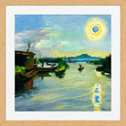 Hermann Max Pechstein Print, Morning at Lake Garda (1929) in a light oak frame