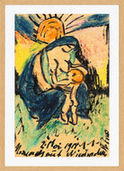 Hermann Max Pechstein Print, Mother with child (1914) in a light oak frame
