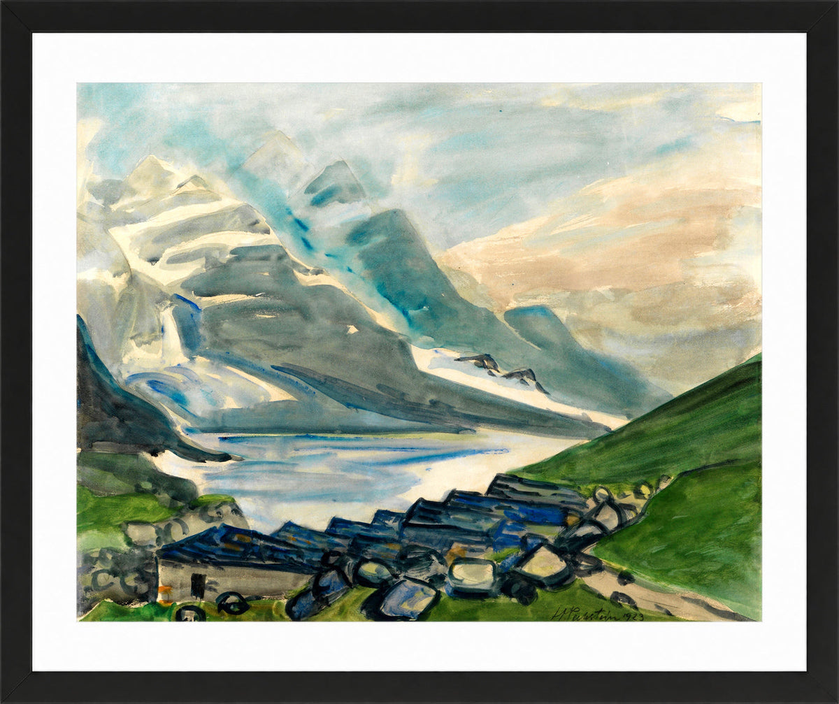 Hermann Max Pechstein Print, Mountain Lake (1923) in a black frame