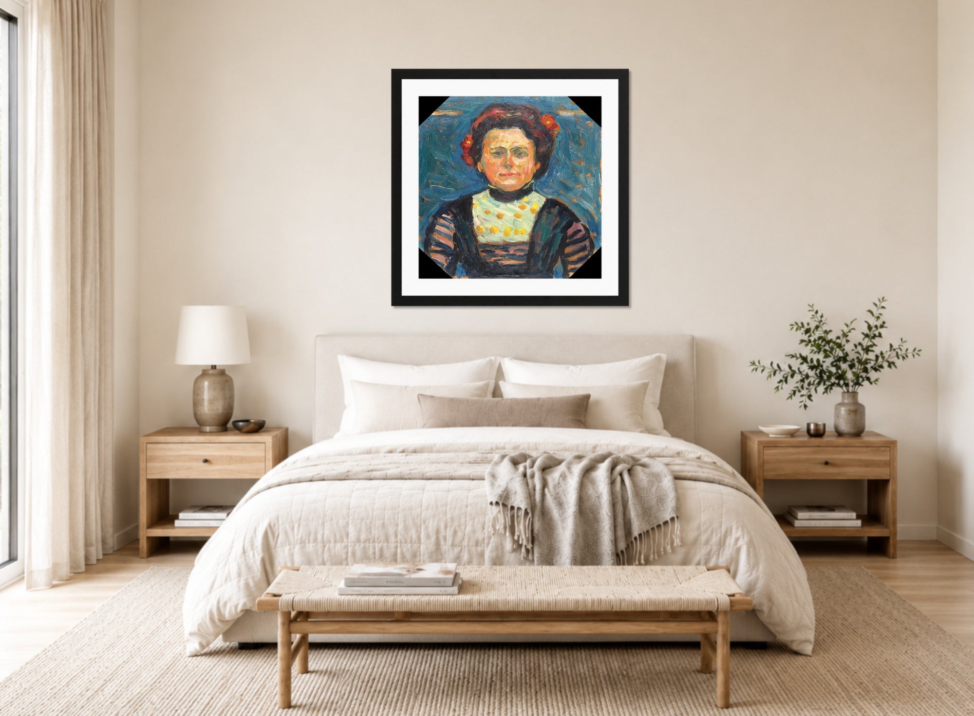 Hermann Max Pechstein Print, Mrs. displayed above a bed