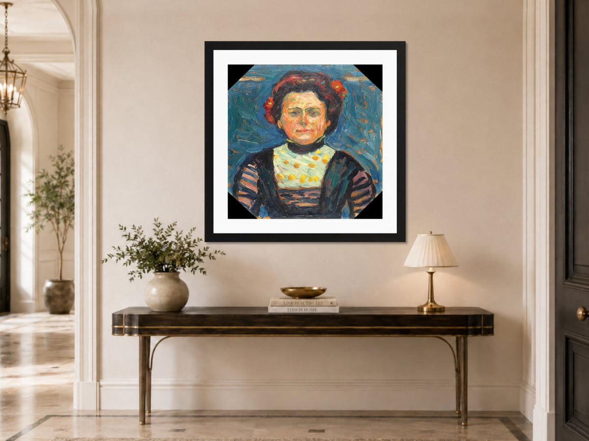 Hermann Max Pechstein Print, Mrs. displayed above a console table