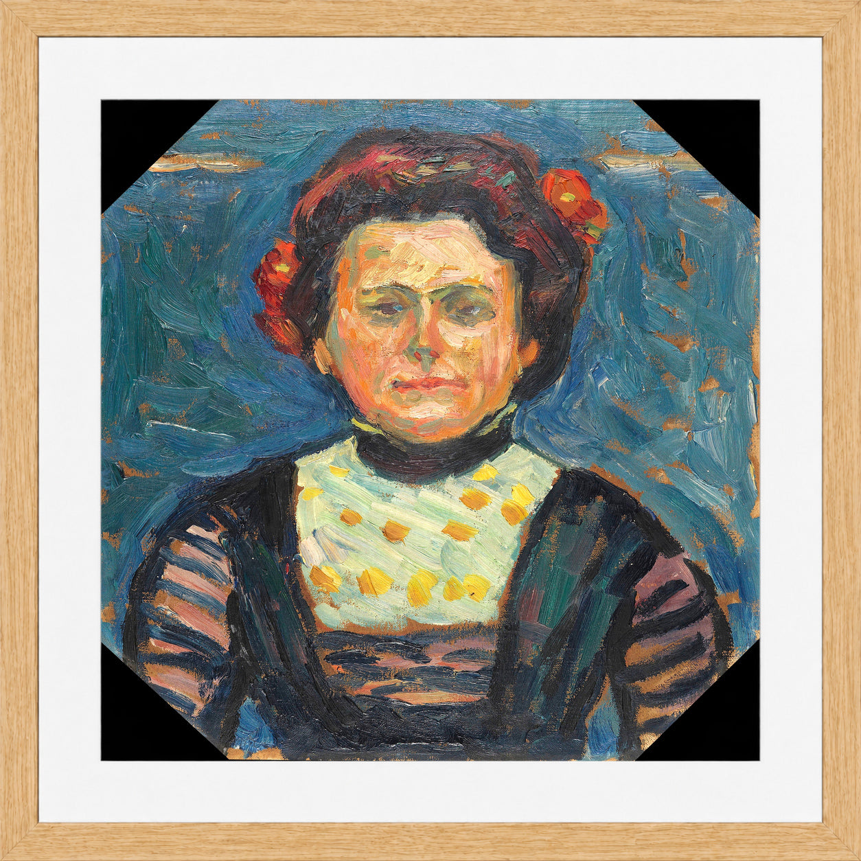 Hermann Max Pechstein Print, Mrs. in a light oak frame