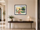 Hermann Max Pechstein Print, Nudes in the Dunes (1926) displayed above a console table