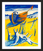Hermann Max Pechstein Print, On the Baltic Sea beach (1954) in a black frame