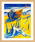 Hermann Max Pechstein Print, On the Baltic Sea beach (1954) in a light oak frame
