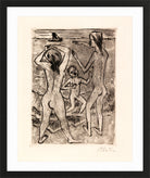 Hermann Max Pechstein Print, On the Beach (1922) in a black frame