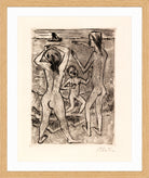 Hermann Max Pechstein Print, On the Beach (1922) in a light oak frame