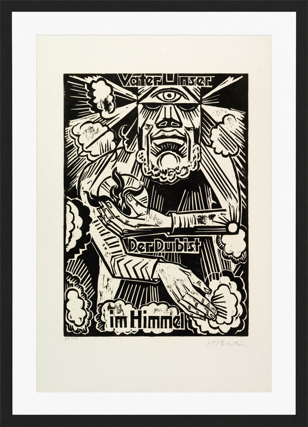 Hermann Max Pechstein Print, Our Father which art in heaven (Vaterunser Der Du bist im Himmel) (1921) in a black frame