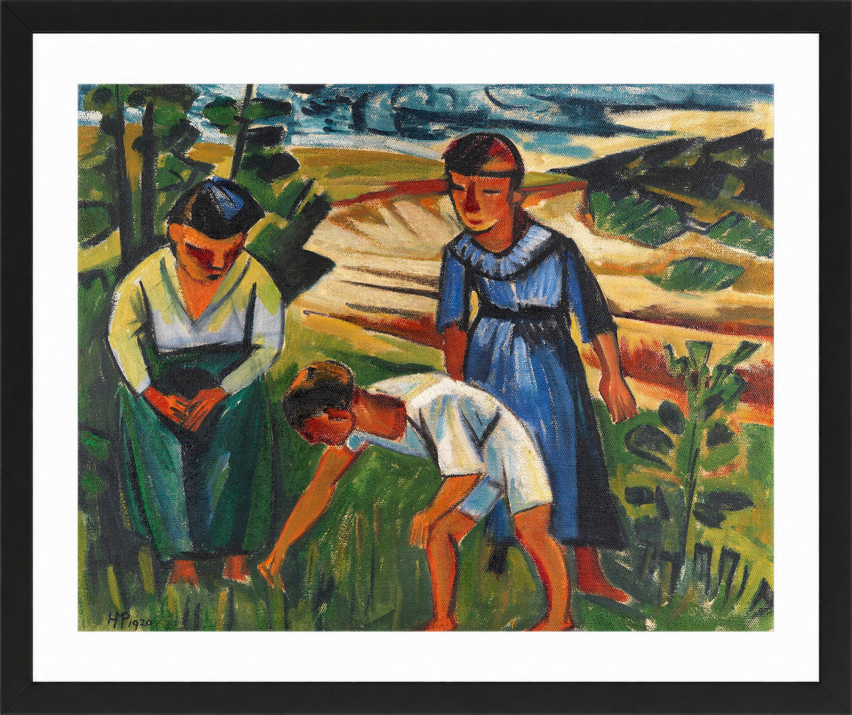 Hermann Max Pechstein Print, Outdoors (1920) in a black frame