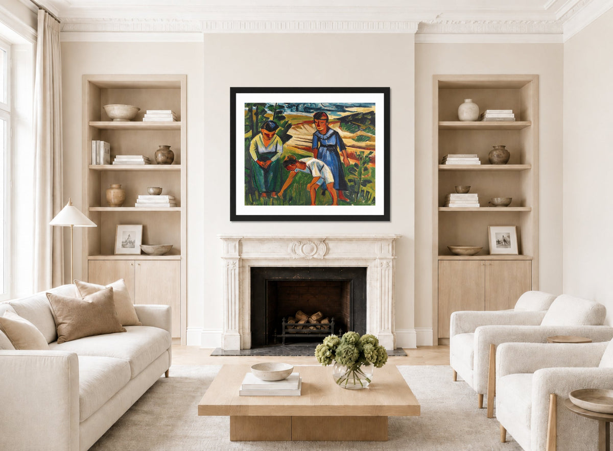 Hermann Max Pechstein Print, Outdoors (1920) displayed in a living room