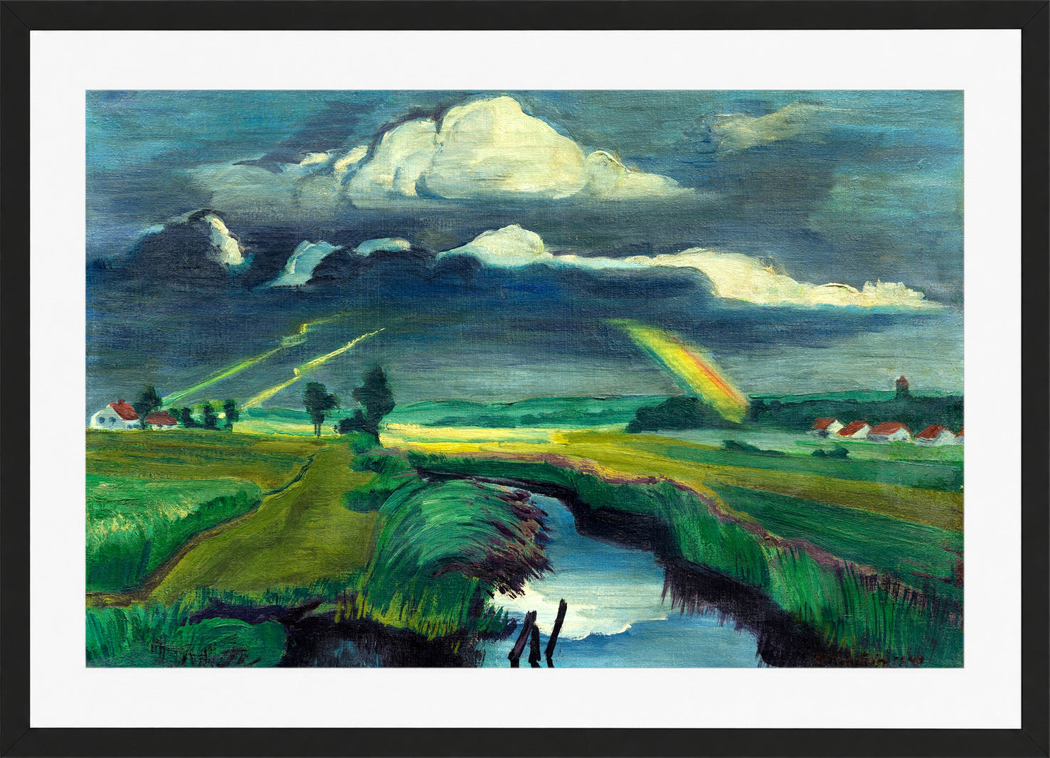 Hermann Max Pechstein Print, Passing thunderstorm (1941) in a black frame