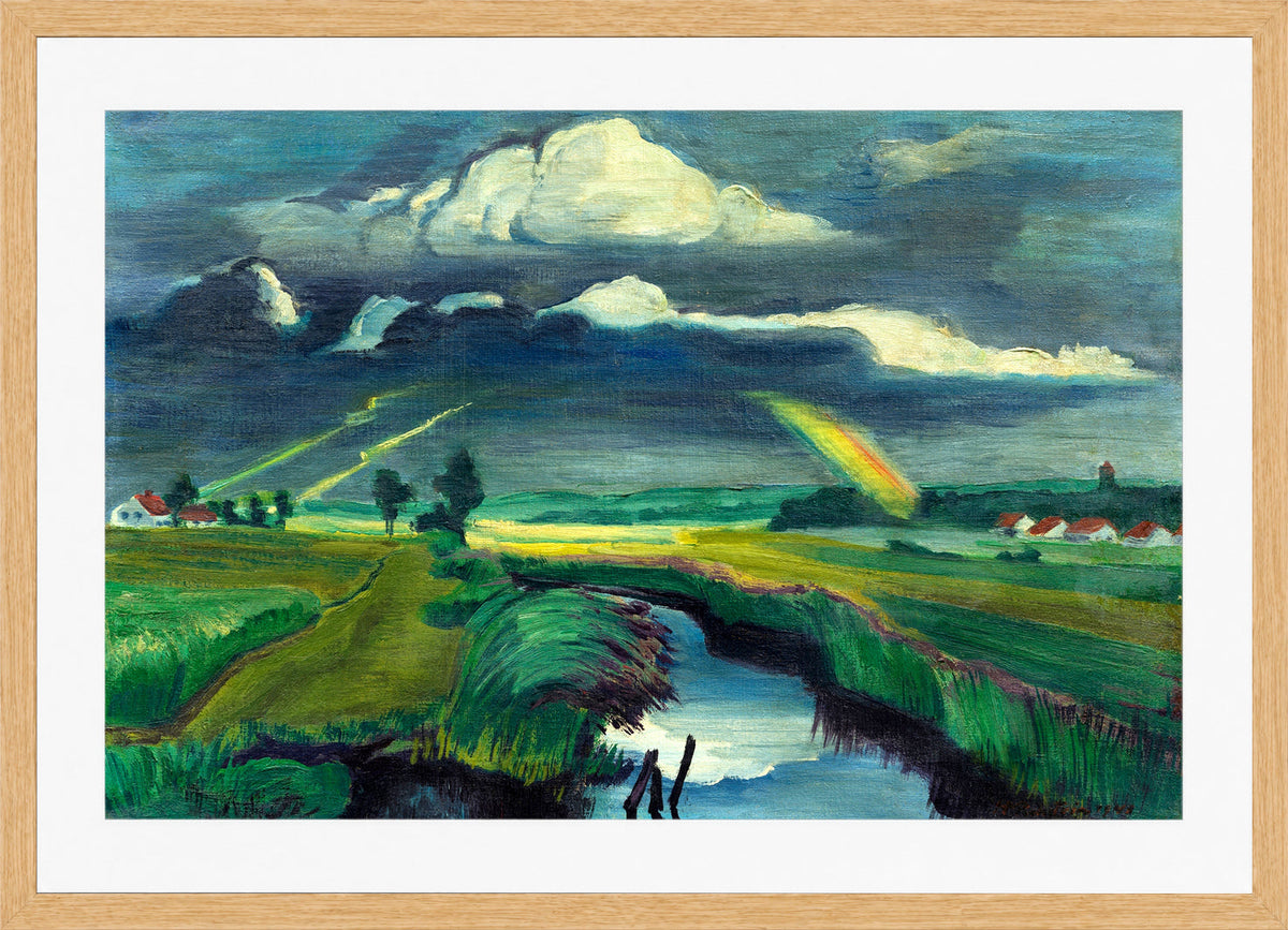 Hermann Max Pechstein Print, Passing thunderstorm (1941) in a light oak frame