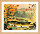 Hermann Max Pechstein Print, Pike in lakeside landscape (1936) in a light oak frame