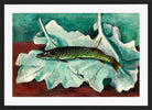 Hermann Max Pechstein Print, Pike on Leaves (1923) in a black frame