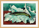 Hermann Max Pechstein Print, Pike on Leaves (1923) in a light oak frame