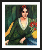 Hermann Max Pechstein Print, Portrait of a Woman (1913) in a black frame