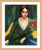 Hermann Max Pechstein Print, Portrait of a Woman (1913) in a light oak frame