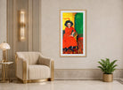Hermann Max Pechstein Print, Portrait of Charlotte Cuhrt (1910) displayed in an Art Deco interior