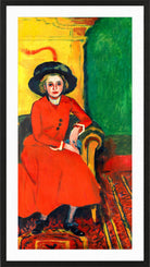 Hermann Max Pechstein Print, Portrait of Charlotte Cuhrt (1910) in a black frame