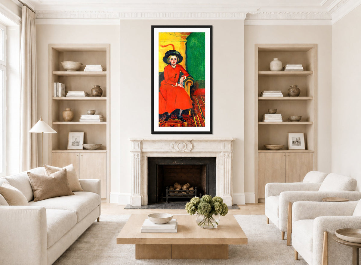 Hermann Max Pechstein Print, Portrait of Charlotte Cuhrt (1910) displayed in a living room