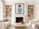 Hermann Max Pechstein Print, Portrait of Freda Wermel in a Blue Blouse (1946) displayed in a living room