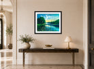 Hermann Max Pechstein Print, Quiet spot by the lake (Pomerania, Lake Koser) (1940) displayed above a console table
