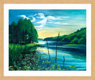Hermann Max Pechstein Print, Quiet spot by the lake (Pomerania, Lake Koser) (1940) in a light oak frame