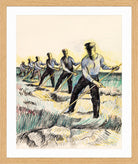 Hermann Max Pechstein Print, Reapers (1927) in a light oak frame