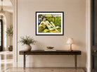 Hermann Max Pechstein Print, Reclining Nude (1913) displayed above a console table