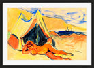 Hermann Max Pechstein Print, Reclining Nude on the Beach (1911) in a black frame