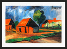 Hermann Max Pechstein Print, Red Houses (1922) in a black frame