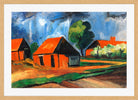 Hermann Max Pechstein Print, Red Houses (1922) in a light oak frame