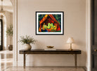 Hermann Max Pechstein Print, Red Tent with Female Nude – Danae (1911) displayed above a console table