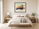 Hermann Max Pechstein Print, Rising tide (1953) displayed above a bed