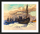 Hermann Max Pechstein Print, Rising tide (1953) in a black frame