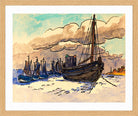 Hermann Max Pechstein Print, Rising tide (1953) in a light oak frame