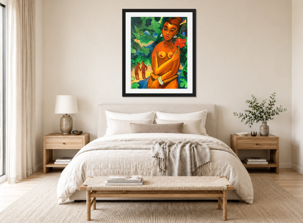 Hermann Max Pechstein Print, Ronmay (1917) displayed above a bed