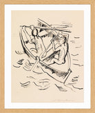 Hermann Max Pechstein Print, Rowers (1914) in a light oak frame