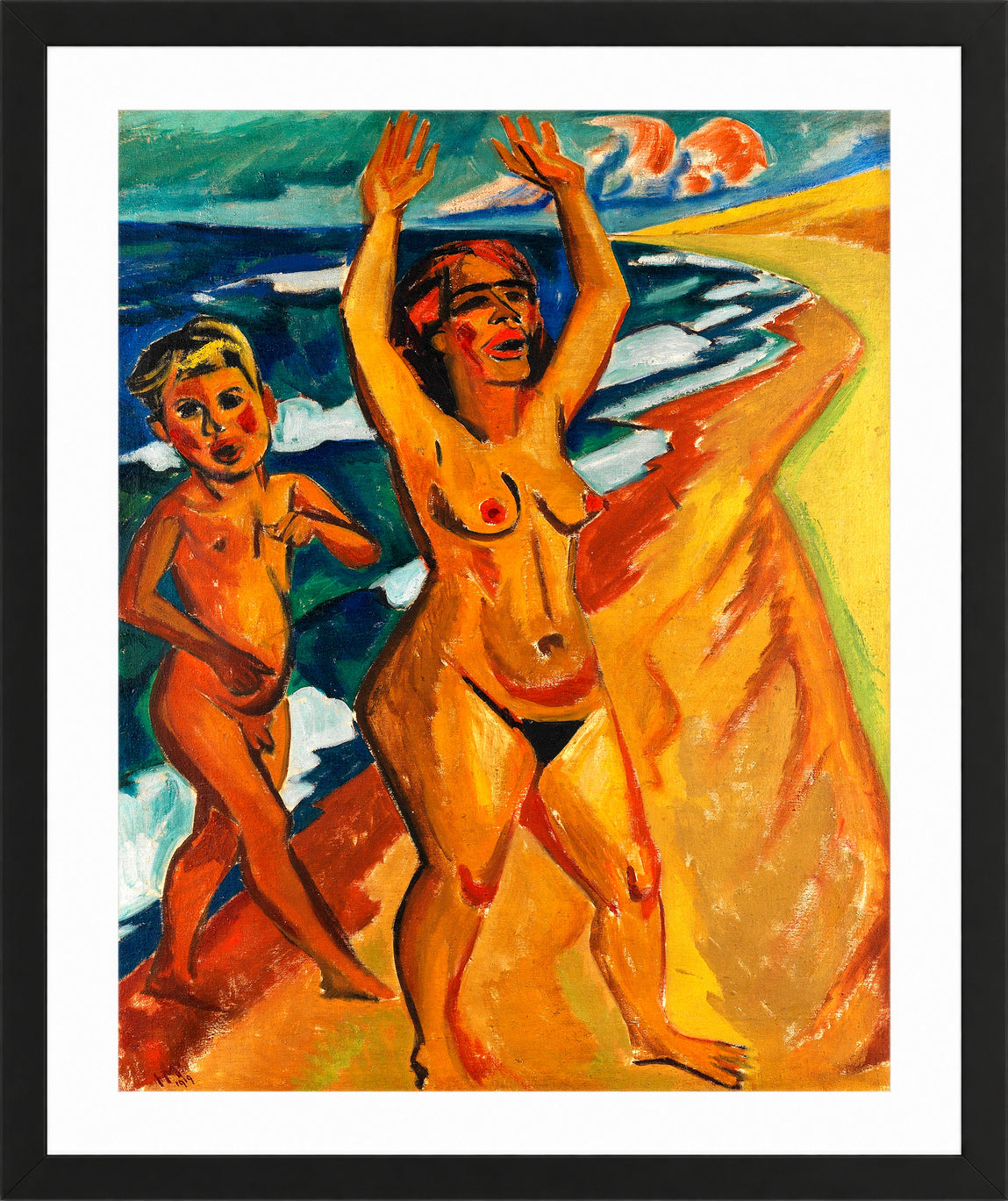 Hermann Max Pechstein Print, Schrei am Meer (1919) in a black frame