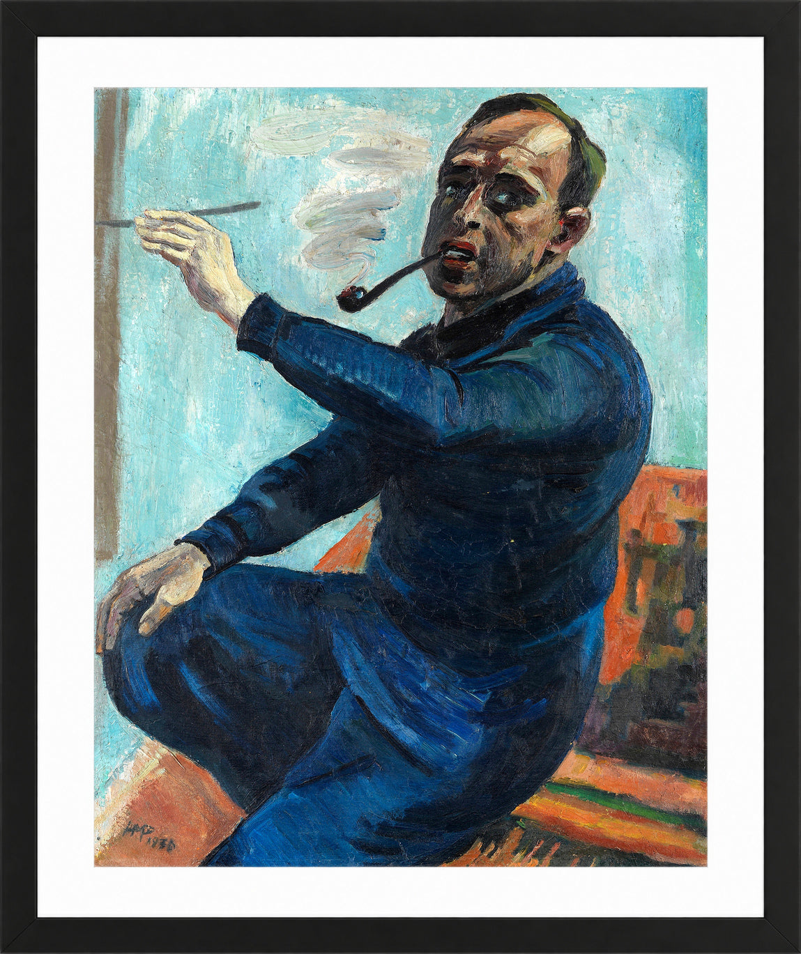 Hermann Max Pechstein Print, Self-Portrait (1930) in a black frame