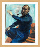Hermann Max Pechstein Print, Self-Portrait (1930) in a light oak frame